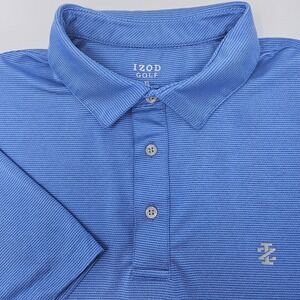 IZOD Golf Polo Shirt Men's XL Blue Performance Short Sleeve Textured Logo